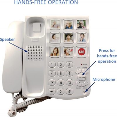 Memo24 Big Button Phone – Photo Speed Dial, Loud Ringer, Hands-Free, No Mains