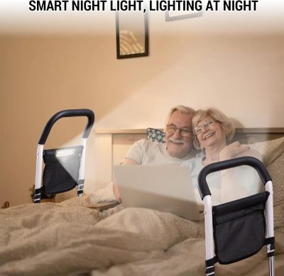 Standing Aid for Elderly Adults Sofa/Bed Assist Rail with Storage Bag & LED Lamp