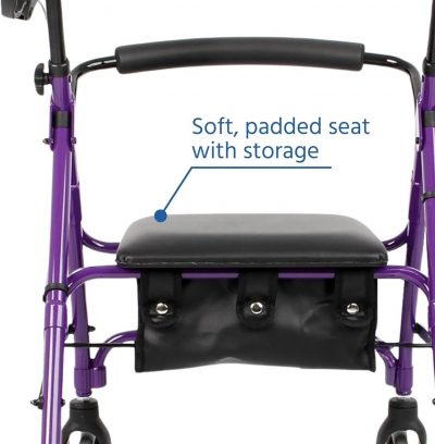 Days lightweight rollator mobility walker 4 wheeled walking aid - Large (Quartz)