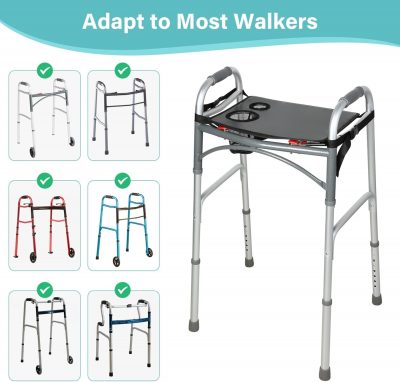 Walker Tray with Cup Holders – Detachable Universal Fit Accessory for Walker
