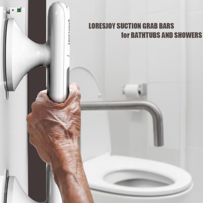 LORESJOY Suction Grab Bars for Bathroom – No Drill Safety Handles for Bathroom