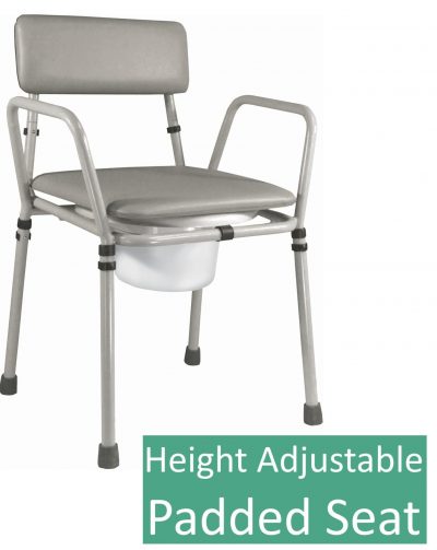 Aidapt Essex Bedside Commode – Height Adjustable with Padded Seat, 27st/170kg