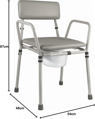 Aidapt Essex Bedside Commode – Height Adjustable with Padded Seat, 27st/170kg