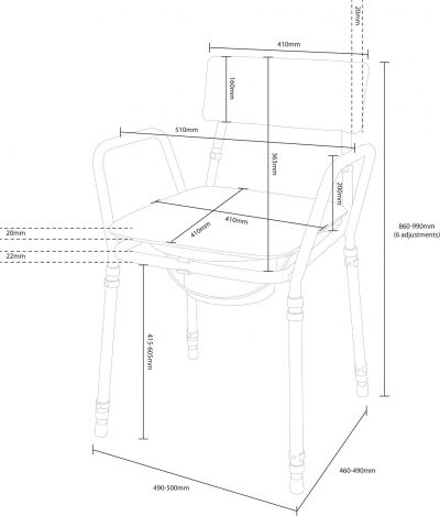 Aidapt Essex Bedside Commode – Height Adjustable with Padded Seat, 27st/170kg