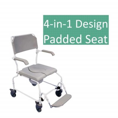 Aidapt Bewl Shower Commode Chair – Height Adjustable, 4-in-1 Versatile Design