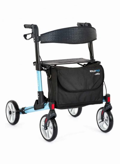 Rollafold Lightweight Folding Rollator Walker with Seat, Brakes & Carry Bag