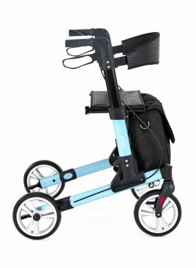 Rollafold Lightweight Folding Rollator Walker with Seat, Brakes & Carry Bag