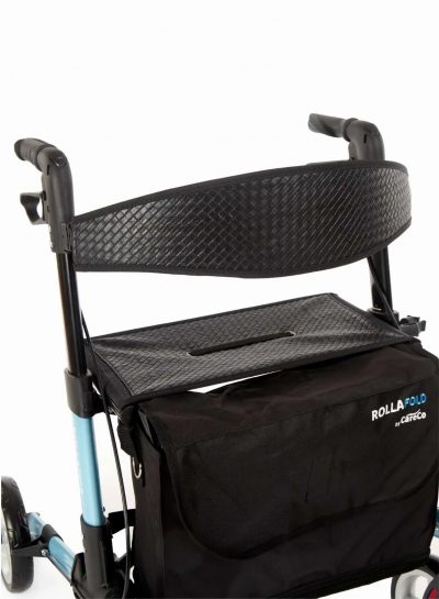 Rollafold Lightweight Folding Rollator Walker with Seat, Brakes & Carry Bag