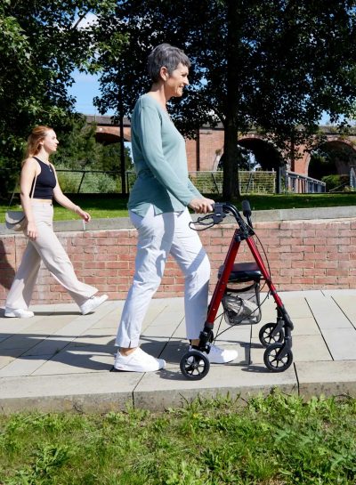 CareCo Glider Lightweight Rollator Walker – Seat, Basket & 6" Wheels, 17st