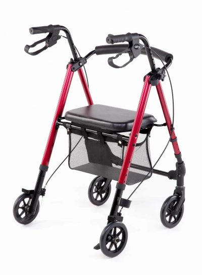 CareCo Glider Lightweight Rollator Walker – Seat, Basket & 6" Wheels, 17st