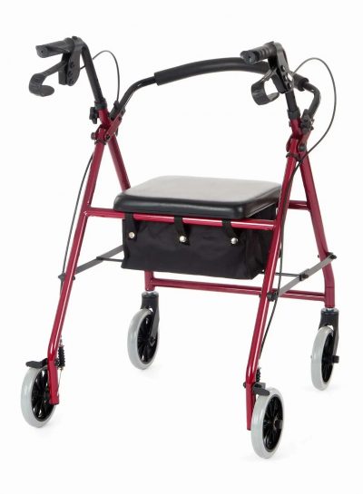 CareCo Spirit Lightweight Folding Rollator – Stable Walking Aid with Seat & Bag