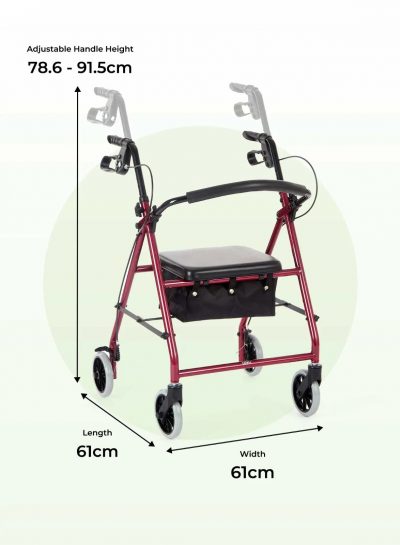 CareCo Spirit Lightweight Folding Rollator – Stable Walking Aid with Seat & Bag
