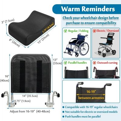 Mybow Wheelchair Headrest Adjustable Neck Support for Comfort & Stability- Black