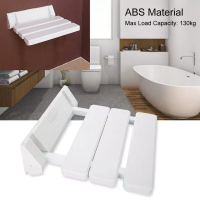 Greensen Folding Shower Seat – Wall Mounted, Space Saving, Sturdy, 130kg Limit