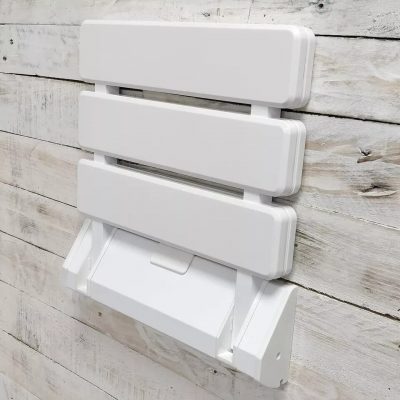 Greensen Folding Shower Seat – Wall Mounted, Space Saving, Sturdy, 130kg Limit