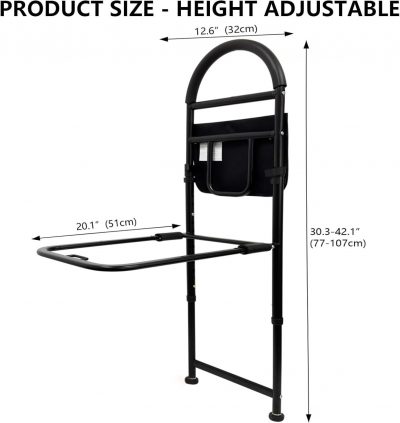 Ceither Height Adjustable Bed Rail with Legs & Storage Pouch – Elderly Support