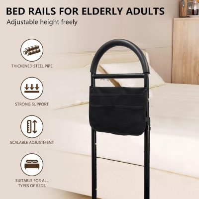 Ceither Height Adjustable Bed Rail with Legs & Storage Pouch – Elderly Support