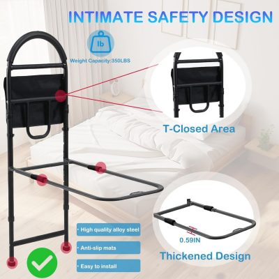 Ceither Height Adjustable Bed Rail with Legs & Storage Pouch – Elderly Support