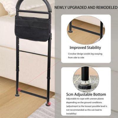 Ceither Height Adjustable Bed Rail with Legs & Storage Pouch – Elderly Support