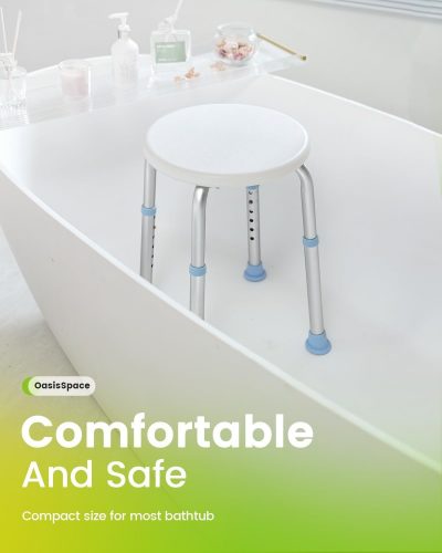 HEAO Adjustable Shower Stool – Padded Seat, Anti-Slip, 35st/227kg Capacity