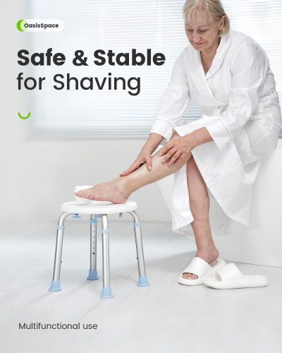 HEAO Adjustable Shower Stool – Padded Seat, Anti-Slip, 35st/227kg Capacity