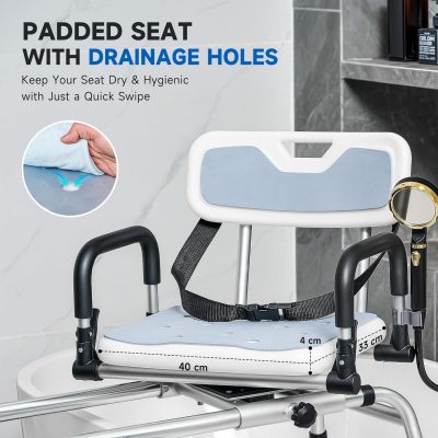 CO-Z 360° Swivel Sliding Shower Chair – Adjustable Transfer Bench 150kg