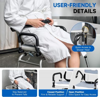 CO-Z 360° Swivel Sliding Shower Chair – Adjustable Transfer Bench 150kg