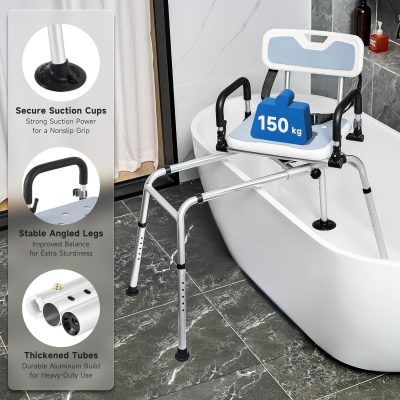 CO-Z 360° Swivel Sliding Shower Chair – Adjustable Transfer Bench 150kg