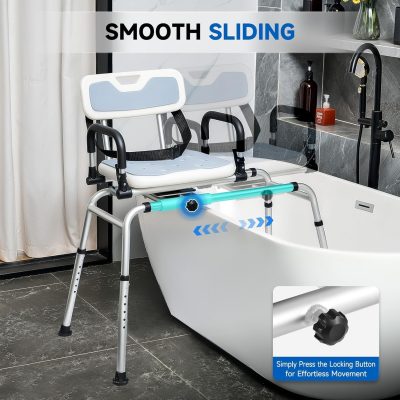 CO-Z 360° Swivel Sliding Shower Chair – Adjustable Transfer Bench 150kg