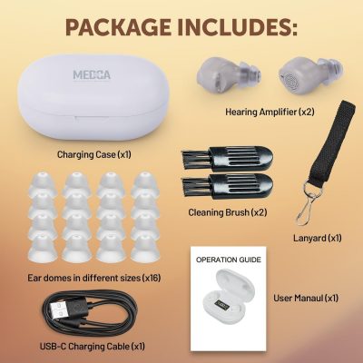 MEDca Rechargeable Hearing Amplifiers – Noise Reduction, LED Charging Case