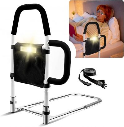 SHTALHST Bed Rail with Motion Light & Storage – Safe Support for Adults