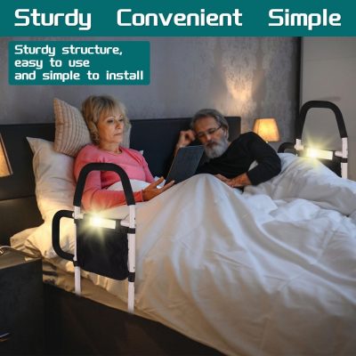 SHTALHST Bed Rail with Motion Light & Storage – Safe Support for Adults