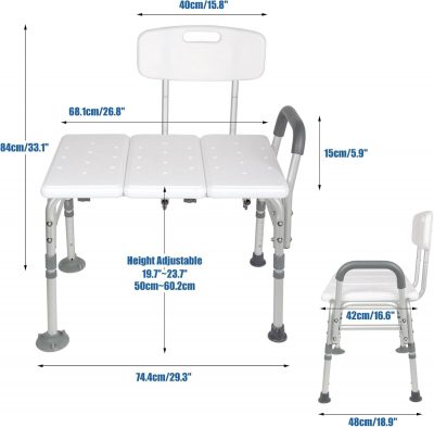 Adjustable Bath Shower Transfer Bench Seat Elderly Safety Mobility Aid Chair