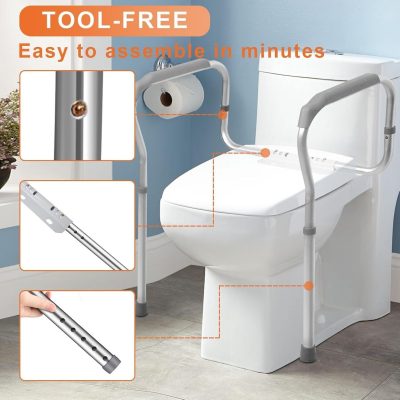 Adjustable Toilet Safety Frame with Grab Bars – Height & Width Adjustable, 150kg