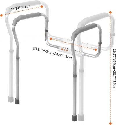 Adjustable Toilet Safety Frame with Grab Bars – Height & Width Adjustable, 150kg