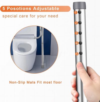 Adjustable Toilet Safety Frame with Grab Bars – Height & Width Adjustable, 150kg