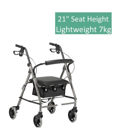 Days Lightweight Folding Rollator – Compact 4-Wheel Walker with Seat & Bag