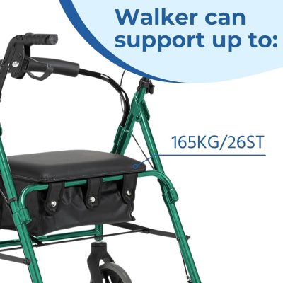 Days Lightweight Folding Rollator – Compact 4-Wheel Walker with Seat & Bag