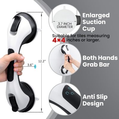 TAILI Glow in Dark Grab Rails 2 Pack – 31cm Suction Bathroom Safety Handles