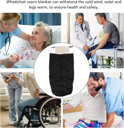 Waterproof Wheelchair Blanket with Fleece Lining – Warm Leg & Lap Cover - Black