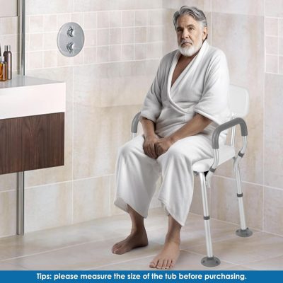FinityPro Extra Wide Shower Chair – 21" Seat, Arms & Back, Height Adjustable