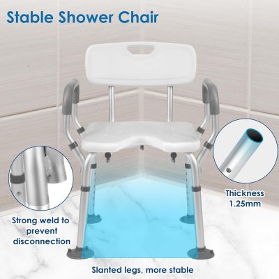 FinityPro Extra Wide Shower Chair – 21" Seat, Arms & Back, Height Adjustable