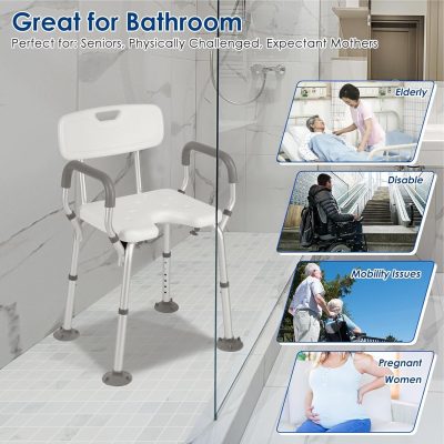FinityPro Extra Wide Shower Chair – 21" Seat, Arms & Back, Height Adjustable