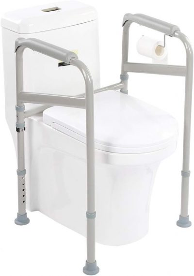 Ejoyous Adjustable Toilet Safety Frame– Carbon Steel Grab Bar with Non-Slip Feet