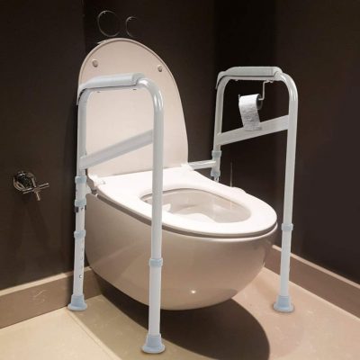 Ejoyous Adjustable Toilet Safety Frame– Carbon Steel Grab Bar with Non-Slip Feet