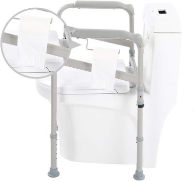 Ejoyous Adjustable Toilet Safety Frame– Carbon Steel Grab Bar with Non-Slip Feet
