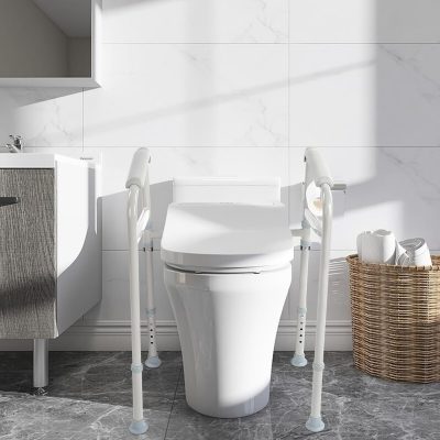 Ejoyous Adjustable Toilet Safety Frame– Carbon Steel Grab Bar with Non-Slip Feet