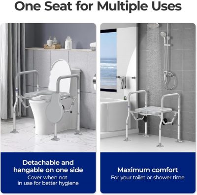 Nimood T1 Raised Toilet & Shower Seat with Handles – Adjustable Height & Width