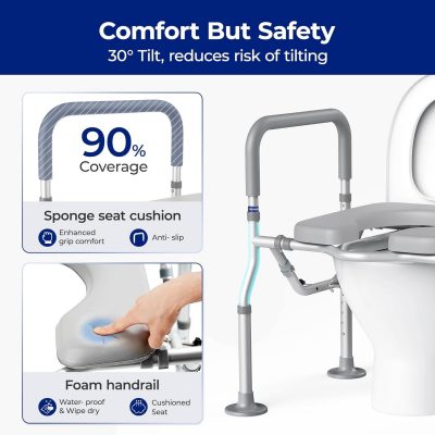 Nimood T1 Raised Toilet & Shower Seat with Handles – Adjustable Height & Width