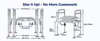 Nimood T1 Raised Toilet & Shower Seat with Handles – Adjustable Height & Width